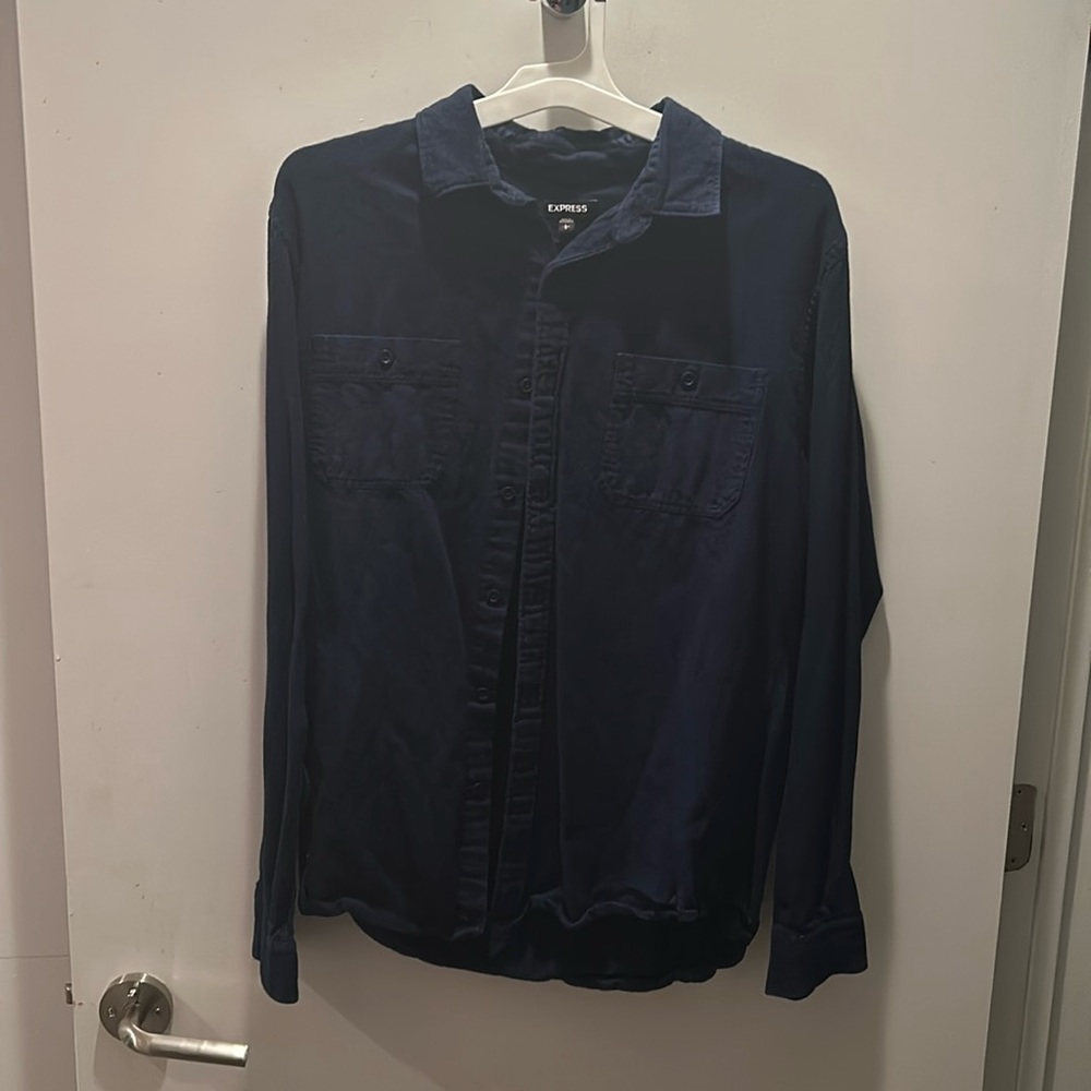 Dark blue Express button-down long sleeve sweater